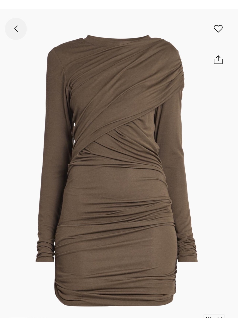 NWT Isabel Marant Étoile Khaki Ruched One-Shoulder Mini Dress